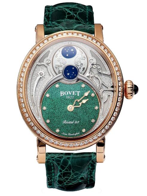 Best Bovet 1822 Recital 23 Red gold Diamond Green Replica watch